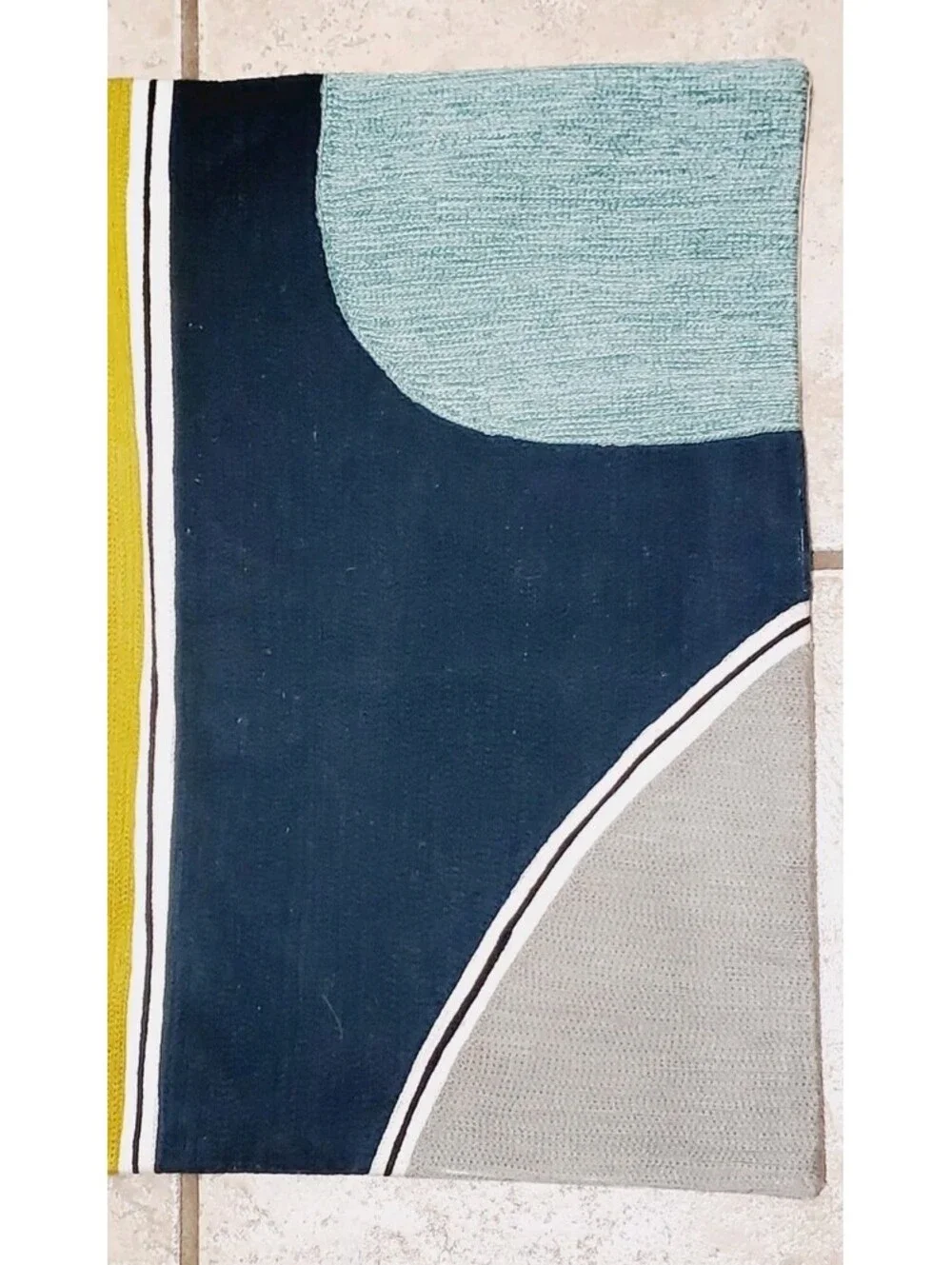 West Elm Color Block Pillow Cover Throw Accent Modern Crewel 19